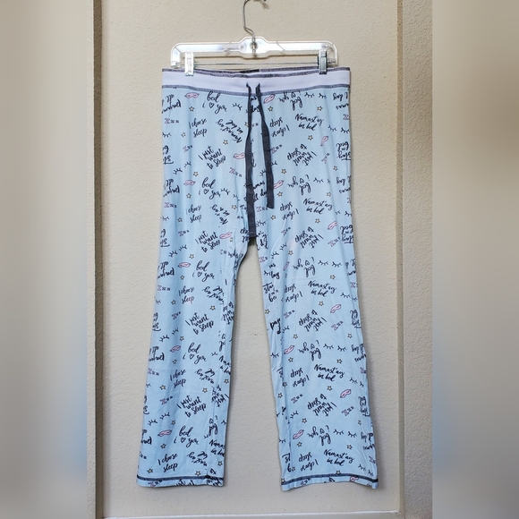 PJ Salvage Blue and Black Pajama Bottoms with Tie Waist.  Size Medium - Picture 1 of 5